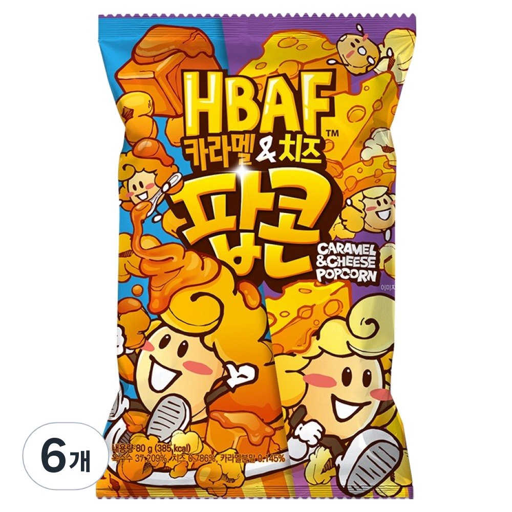 바프 카라멜 앤 치즈 팝콘, 80g, 6개 (5,940원) (무료)