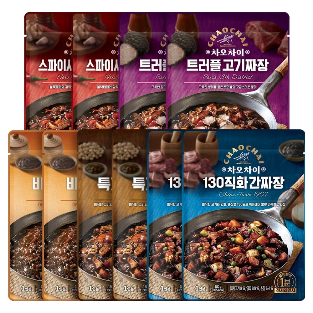 차오차이 짜장 혼합 5종 x 2p 세트, 180g, 1세트 (12,920원) (무료)