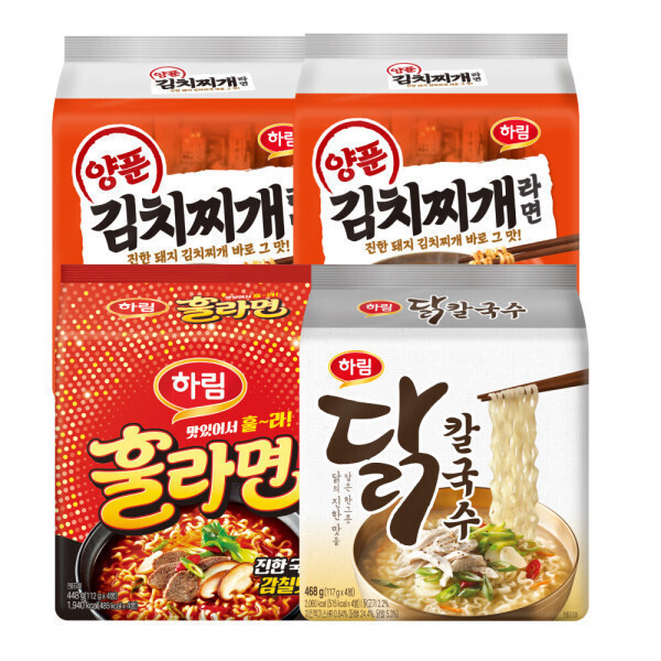 하림 양푼김치찌개 8입+훌라면 4입+닭칼국수 4입 (11,500원) (무료)