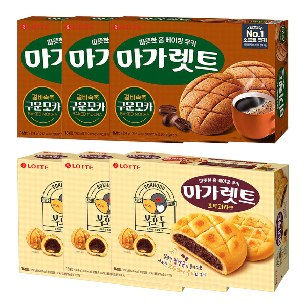 롯데웰푸드 마가렛트 352g (구운모카+호두과자맛) 3개 +3개 (18,450원) (무료)