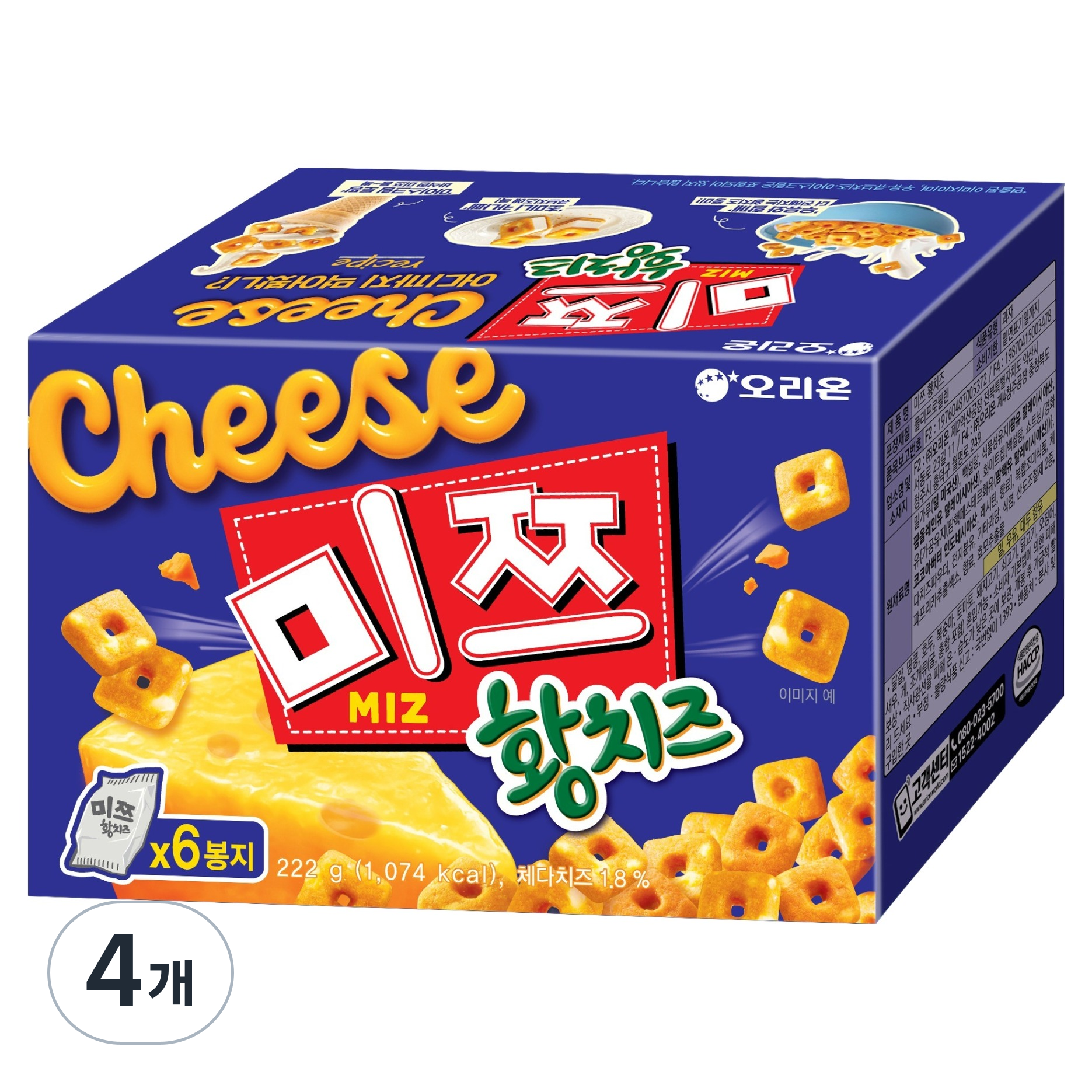 오리온 미쯔 황치즈 6p, 222g, 4개 (13,440원) (와우무료)