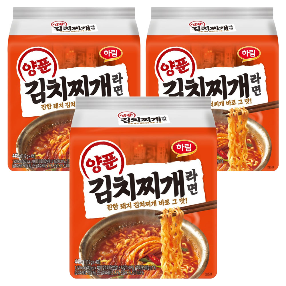 하림 양푼김치찌개라면 112g, 12개 (7,200원) (와우무배)