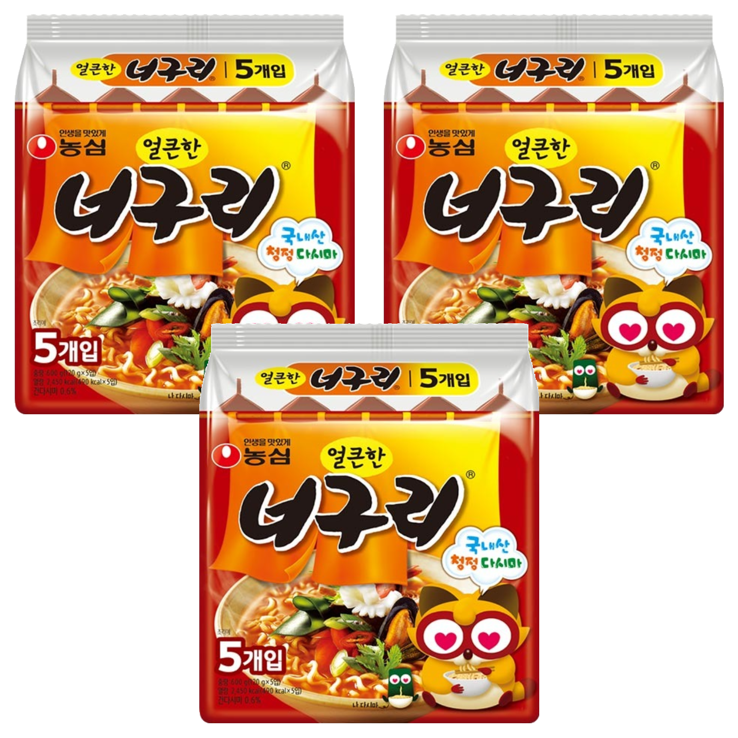 너구리 얼큰한맛 120g, 15개, (5개입 X 3팩 X 1개) (10,780원) (와우무배)