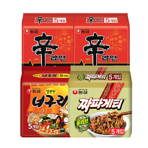 신라면 10입 + 너구리 5입 + 짜파게티 5입 (총 20봉) (14,530원) (무료)