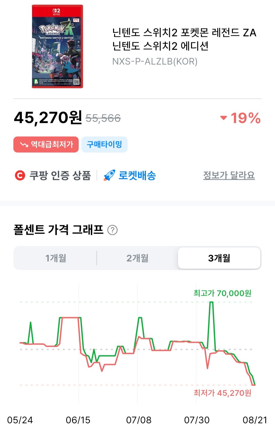 스위치2 포켓몬스터ZA (45,270원) (무료)