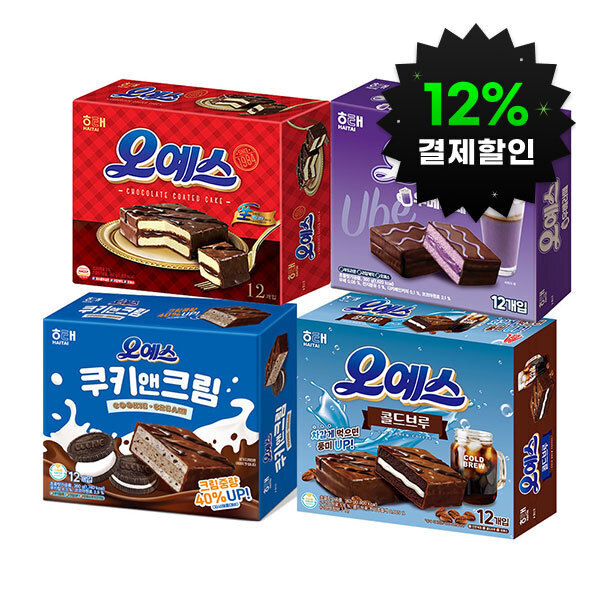 해태 오예스 3개 골라담기 (오리지널/우베라떼/쿠키앤크림/콜드브루) (11,980원) (무료)