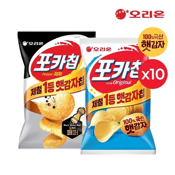 오리온 햇감자 포카칩 트리플페퍼(60g) 10개+오리지널(66g) 10개 (21,200원) (무료)