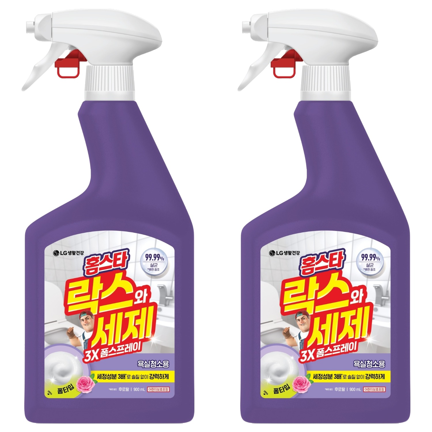 홈스타 락스와세제 3X 폼스프레이 후로랄 욕실청소용 900ml 2개 (6,490원) (무료)